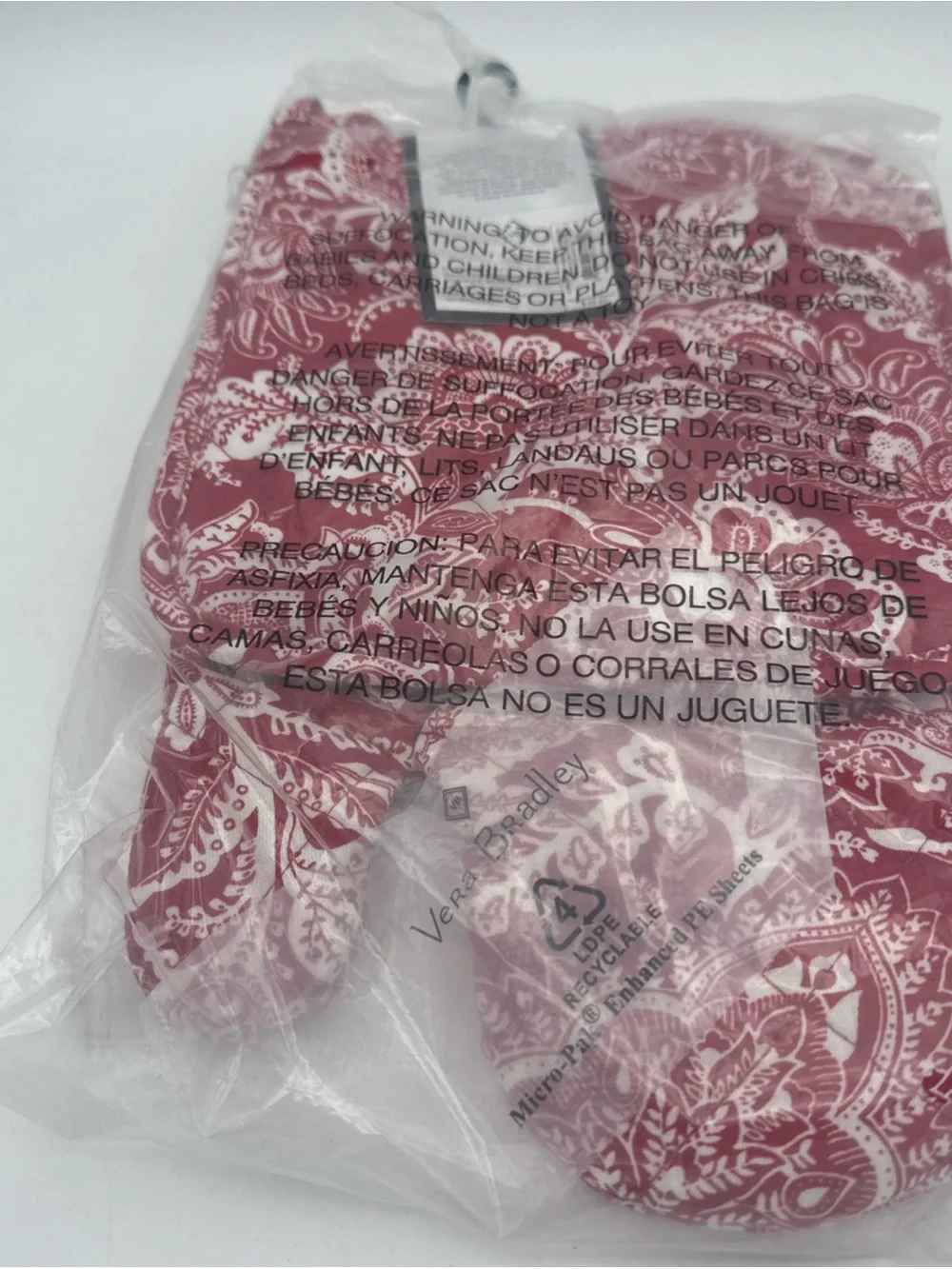 VERA BRADLEY Java Red paisley Pot Holder & Oven Mitt 2 Piece Set NWT